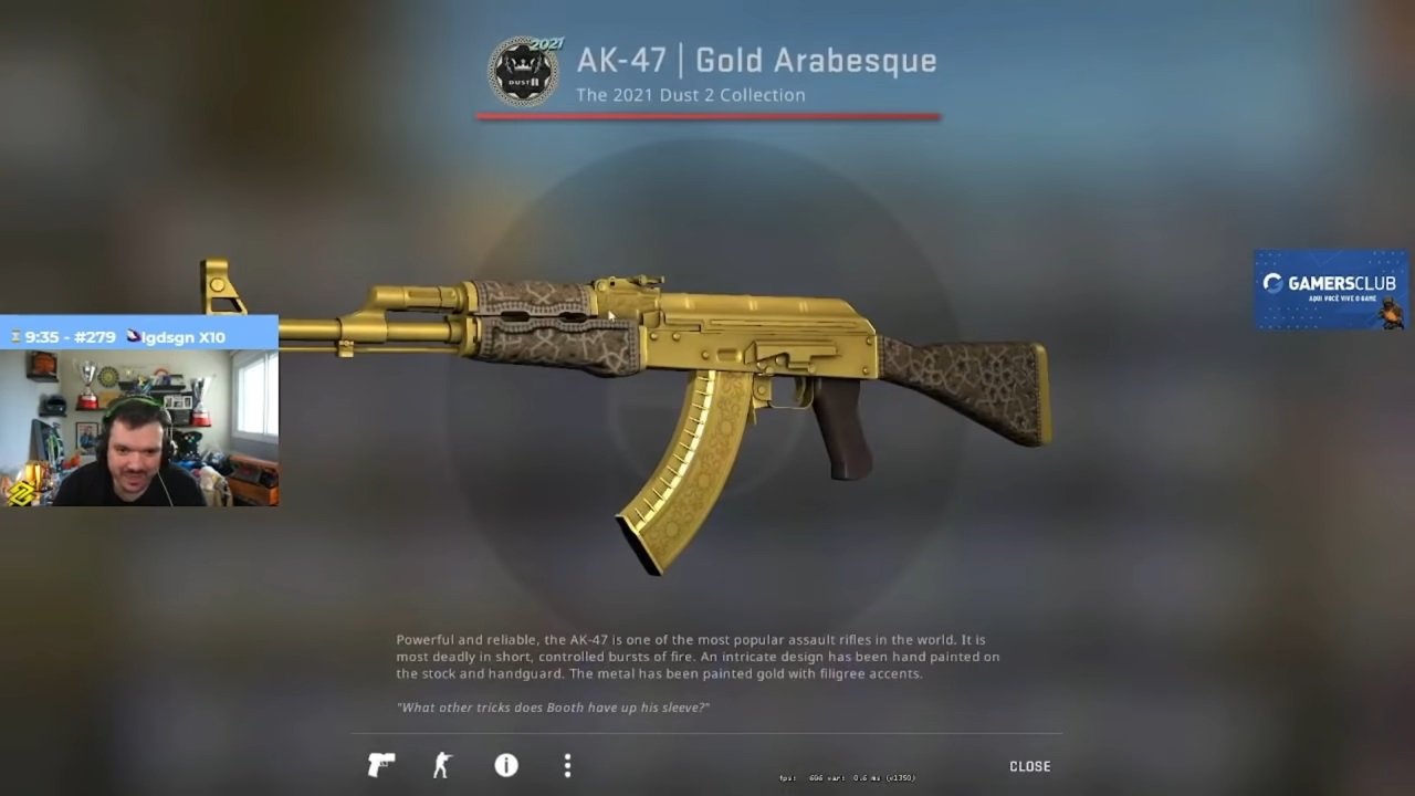 CS GO Gaules Compra AK 47 Gold Arabesque Um Dos Menores Floats Do