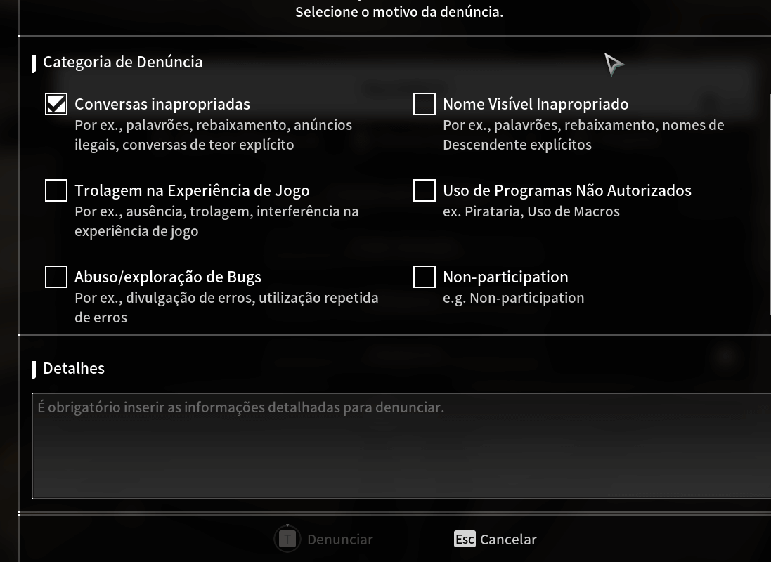 Tela de report The First Descendant