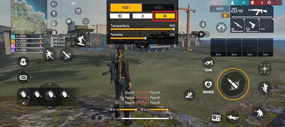 Salve as mudanças para alterar a HUD do Free Fire