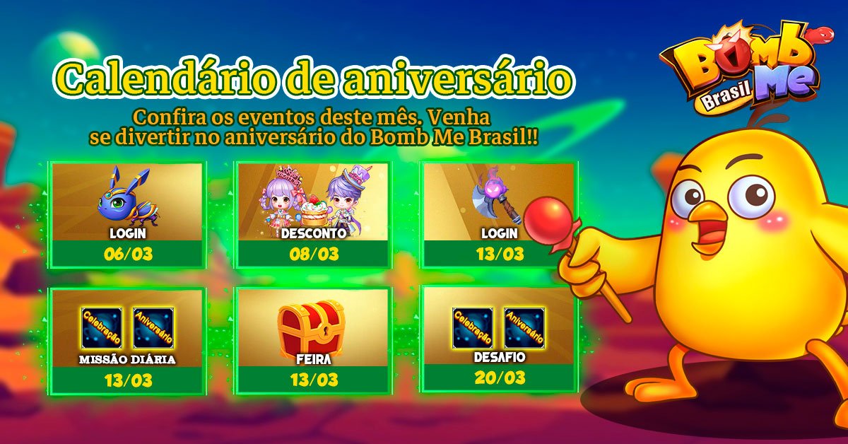 Calendário Bomb Me Brasil 7 anos