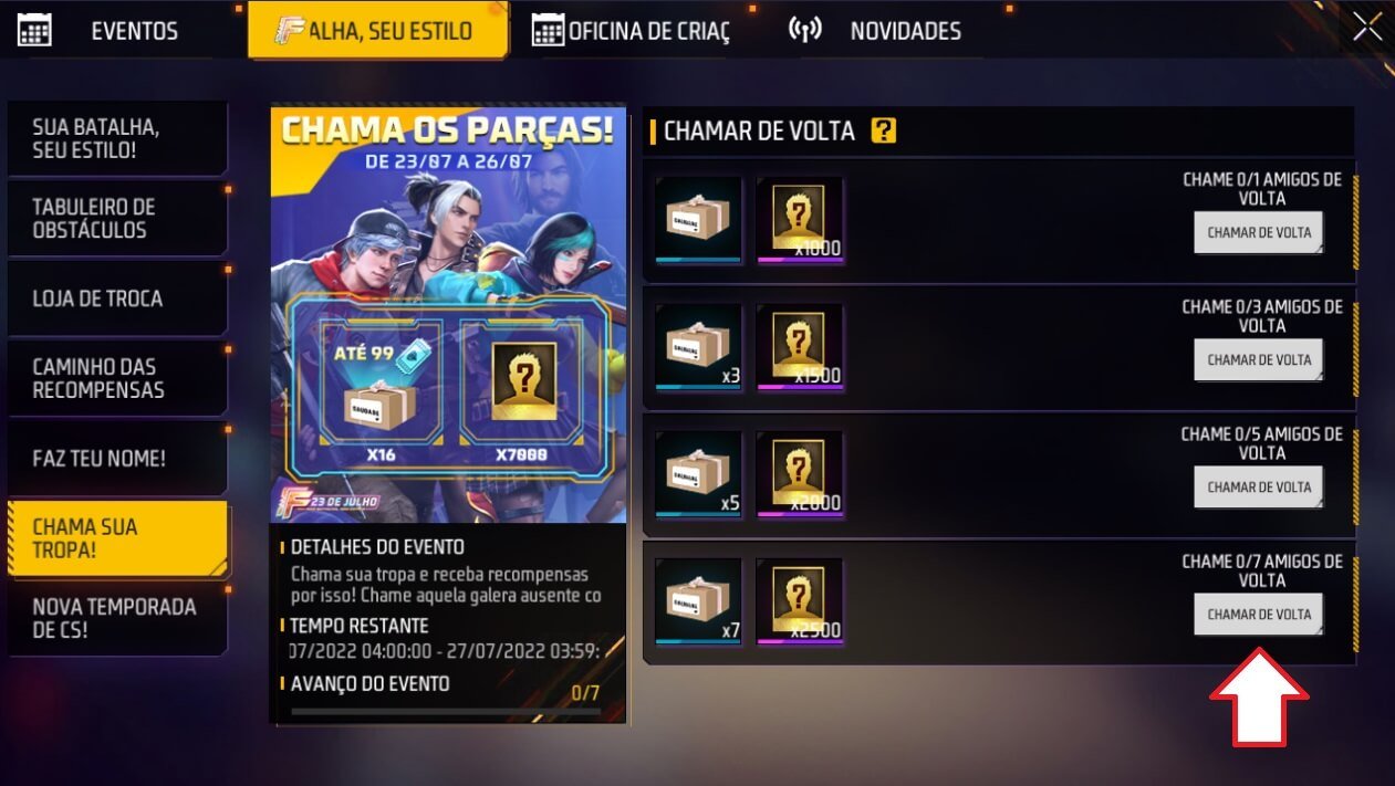 chama os parças passo 2