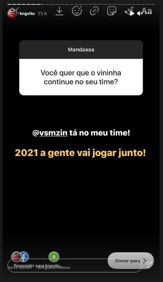 print instagram kng afirma que jogara com vsm