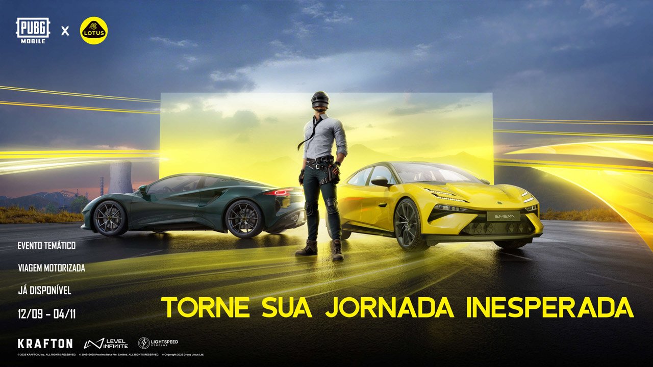 PUBG MOBILE anuncia colaboração com a Lotus e leva carros esportivos para o jogo