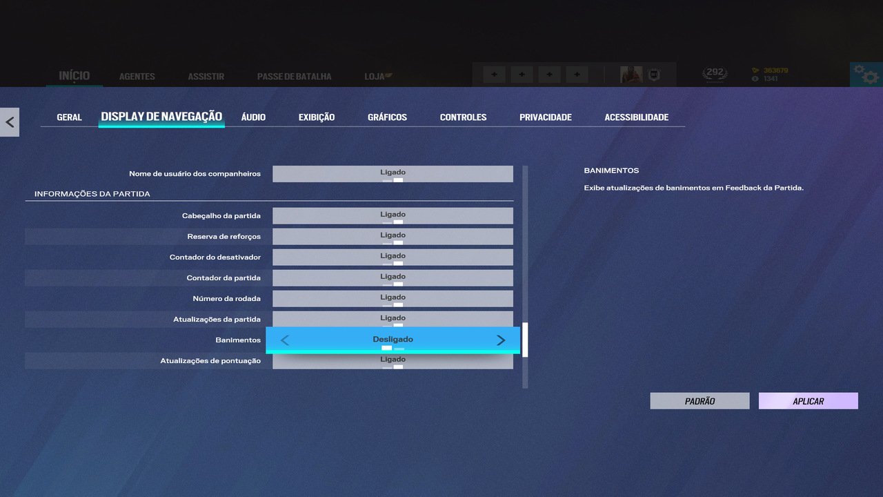 r6 configurações 