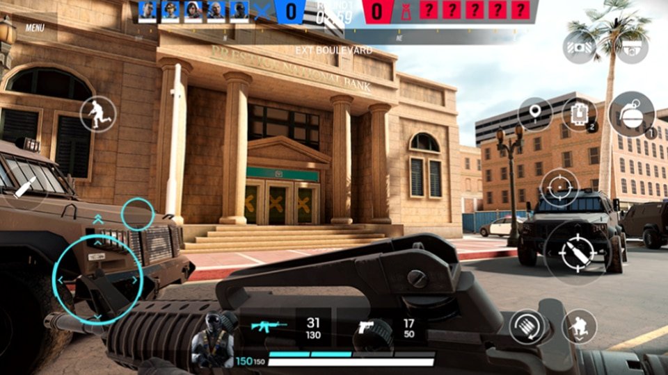 gameplay no mapa banco de rainbow six mobile