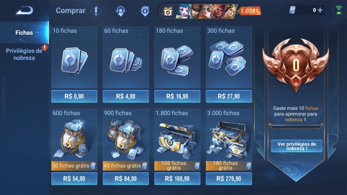 honor of kings fichas