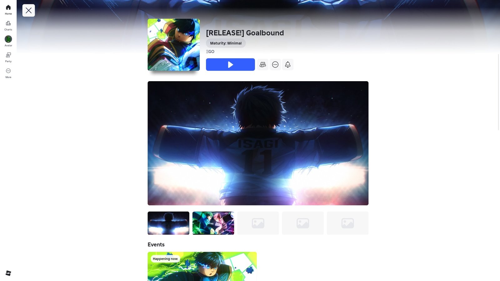 página do jogo no Roblox