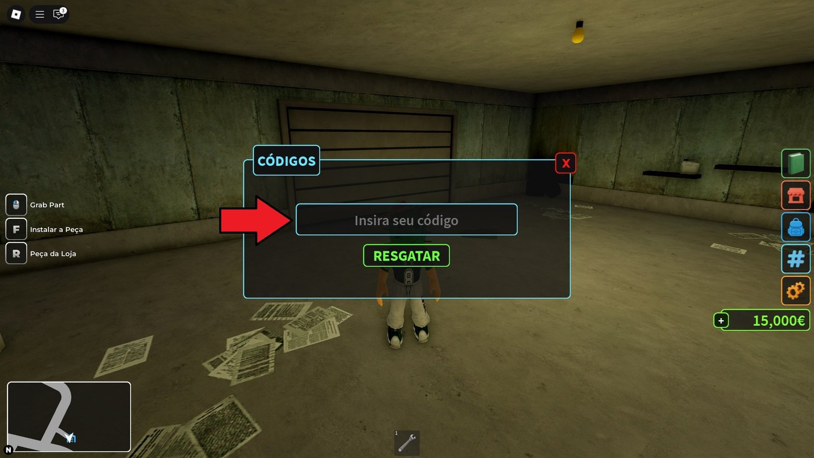 códigos no jogo