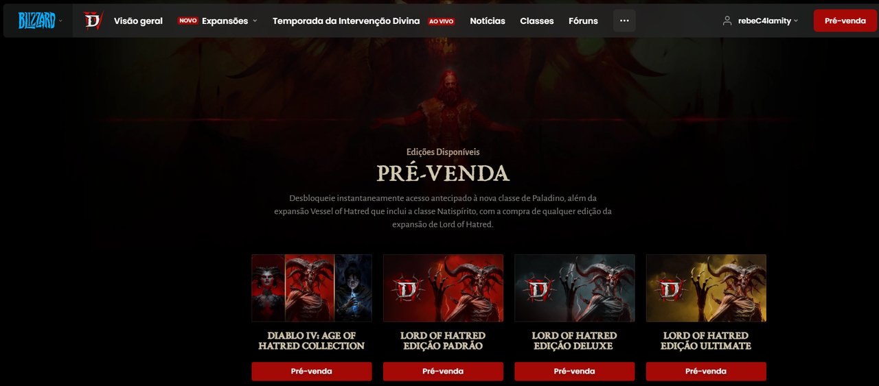 VERSÕES DA NOVA DLC DE Diablo IV
